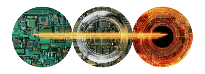 Abstract Circuits in Circular Design with Colorful Background and Texture