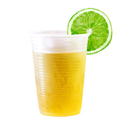 mate carioca, mate tea served iced, with lemon slice and ice, typical drink from brazil rio de janeiro, isolated white background