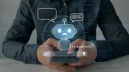 Ai Assistant Chatbot conversation with Ai Artificial Intelligence Online customer service.AI chatbot that answers questions,assists with tasks and engages in interactive dialogue to support learning. - Powered by Adobe