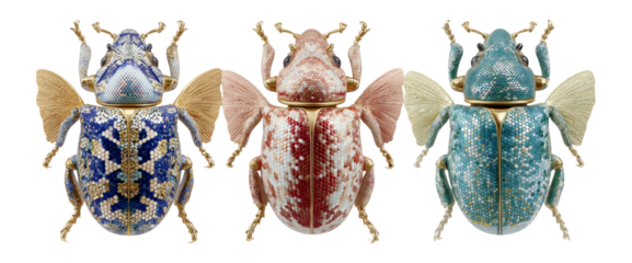 Decorative Insect Figurines with Colorful Gem Inlays and Elegant Design