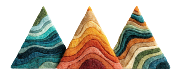 Abstract Triangular Textures in Vibrant Colors on Transparent Background