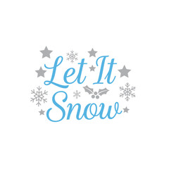 Let it snow typography christmas t shirt design with festive winter elements and holiday spirit