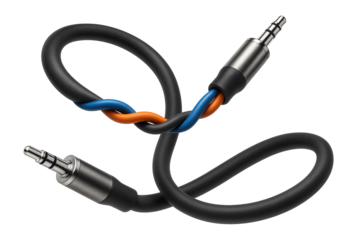 Twisted pair cable minimizes electromagnetic interference in home audio setups.