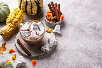 Halloween hot chocolat with ghost marshmellow