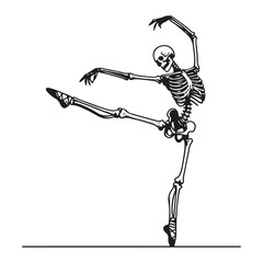 Artistic skeleton dancer pirouette pose artistic ballet performance skeleton figure artistic dance movement © Airdrop