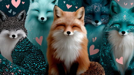 Funny seamless pattern with a cute little fox. EPS 10. No transparency. No gradients.