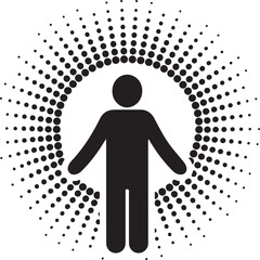 Central person with outward dots icon