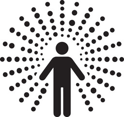 Central person with outward dots vector