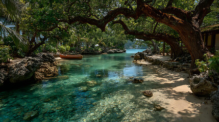 Fototapeta premium Big green tree in the water