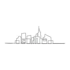 Naklejka premium roof house or commercial building in continuous line art drawing style. Modern architecture black linear sketch isolated on white background. Vector illustration