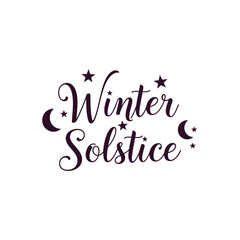 Festive winter solstice typography christmas t shirt design featuring stars and moons