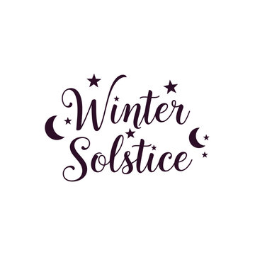Festive winter solstice typography christmas t shirt design featuring stars and moons