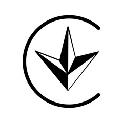 Icon with a trefoil. Quality mark of Ukrainian products. Conformity mark of Ukraine. Marking of products confirmed by the quality certificate of Ukraine. Marking on packaging.