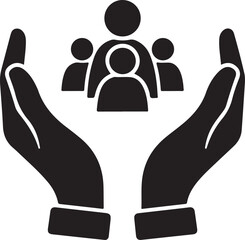 Support, empowerment, teamwork care concept Hands holding three people vector icon
