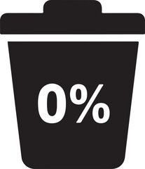 zero percent waste bin icon represents the concept of eliminating waste and promoting sustainability, aiming for a future with minimal or no waste generation outline icon on