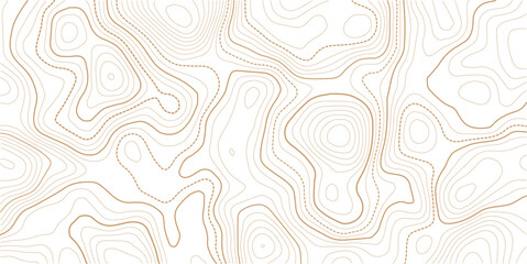 Topographic map with contour lines. Geographic terrain grid, relief height elevation. Ground path pattern. Travel and cartography design element. Vector illustration