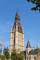 West block of Canadian Parliament on Parliament Hill in Ottawa, Canada. House of Commons.