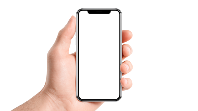 Confident hand displaying sleek modern smartphone, perfect for app showcases, website previews, and tech marketing campaigns.