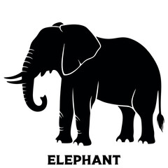 Fototapeta premium Elephant Silhouette Illustration – Majestic Wild Animal Outline on White Background