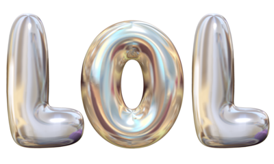 silver metal text "lol"