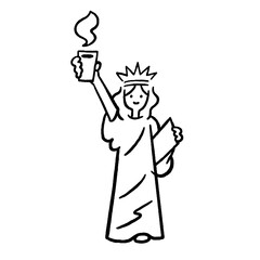 Lady Liberty Holding Coffee Mug Torch: Modern Freedom Icon