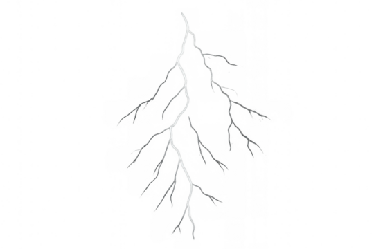 Lightning bolt strike during a storm, illustrating power, energy, and electricity, isolated on transparent background