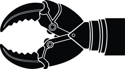 Vector Claw machine grabbing arm black silhouette illustration