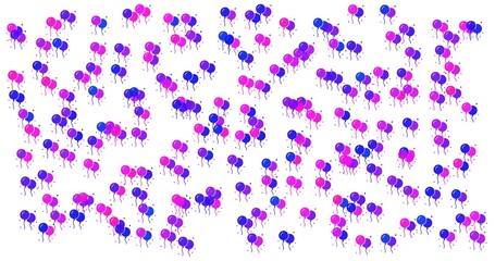 Celebratory Balloons in Pink Purple and Blue Scattered Confetti Party Decoration