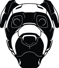 Vector dog bulldog portrait black and white silhouette illustration
