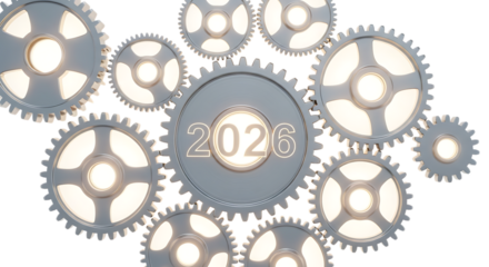 Industrial Cogs Gears Wheels System 2026 Ornament Mechanic Equipment Transparent Backdrop