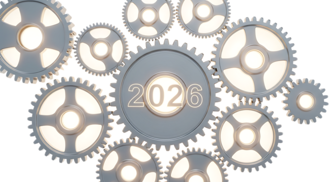 Industrial Cogs Gears Wheels System 2026 Ornament Mechanic Equipment Transparent Backdrop