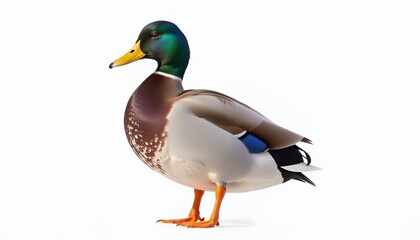 Obraz premium Isolated Mallard Duck in Studio Setting Wildlife Photography Minimalist Environment Close-Up View