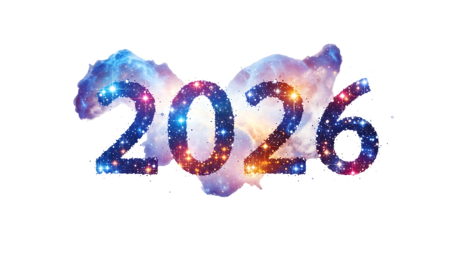 Cosmic Nebula Year 2026 Stardust Galaxy Future Celestial Number Space Exploration Date