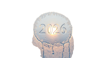 Icy Window 2026 Frozen Future Year Winter Season Glass with Frost Crystals