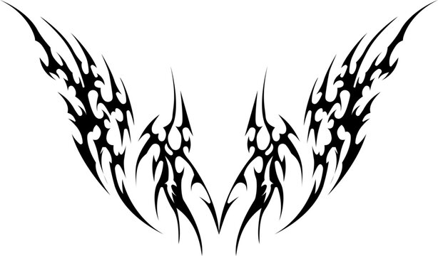 Abstract neo tribal element. Neo tribal shape. Aesthetic y2k cyber gothic style. Vector illustration.