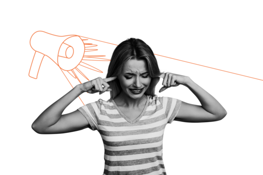 Trend artwork composite sketch image collage of copyspace young lady monochrome hand cover finger ear megaphone talk speech propaganda - Powered by Adobe