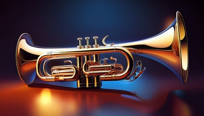 Naklejka premium shiny new metallic brass trumpet