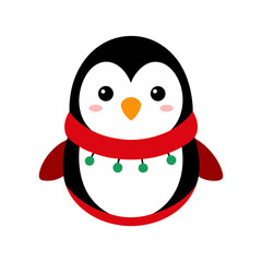 penguin animal head on white with red scarf vector art