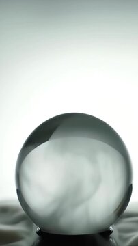 Mystical crystal ball with internal swirling smoke effect isolated on a clean white background Captivating footage for magic future destiny prediction and abstr