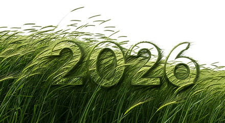 2026 Year Wheat Field Inscription Agriculture Harvest Prosperity Growth Concept