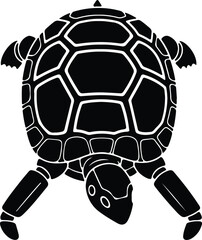 Vector Sea turtle black shell swimming silhouette illustration