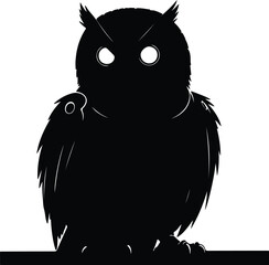 Vector silhouette of an owl perched on a branch illustration