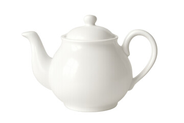 White ceramic teapot displaying beverage serving kitchenware