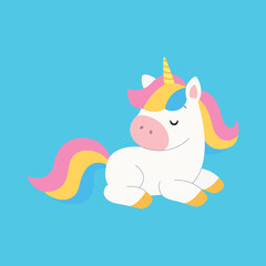 Cute unicorn. Isolated background. Flat style vector illustration