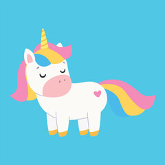 Cute unicorn. Isolated background. Flat style vector illustration