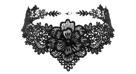 Fototapeta premium Exquisite black lace choker necklace with ornate floral design perfect for gothic fashion or elegant special occasion accessories