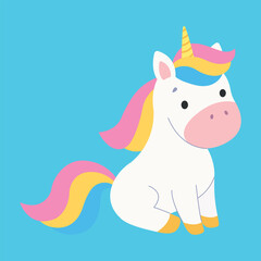 Cute unicorn. Isolated background. Flat style vector illustration