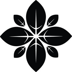 Vector stylized floral bloom symmetric design elegant silhouette illustration