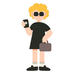 Flat cartoon illustration of a female scammer. Cybercrime and online fraud concept in flat design style, perfect for security, digital, and internet themes.
