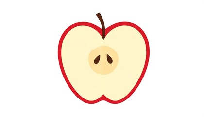 Cartoon illustration of a sliced apple, showing the fruit's interior